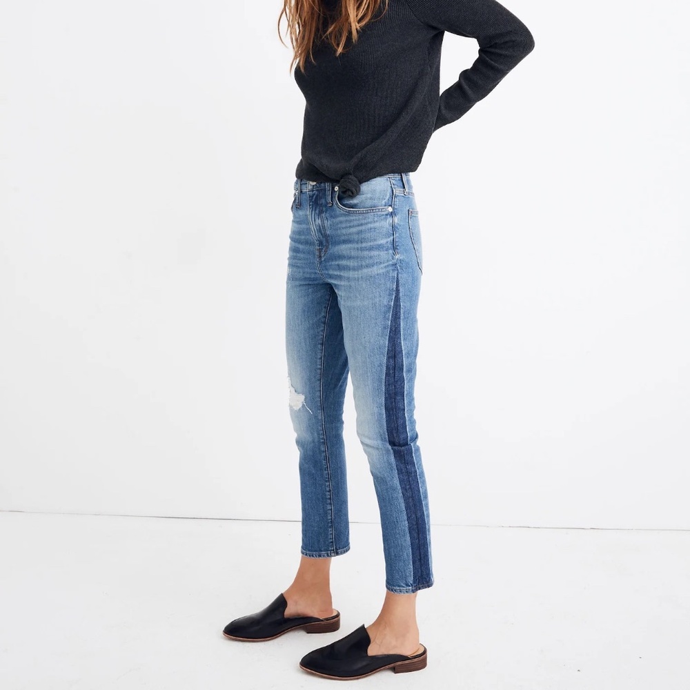 Madewell Two-Tone Blue Ankle Jeans